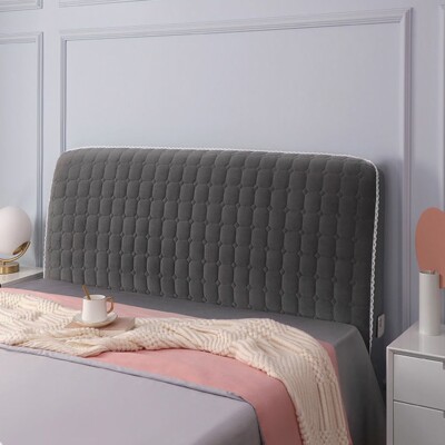 Stretch Headboard Cover Velvet Quilted Bedhead Slipcover All-inclusive Home Chic
