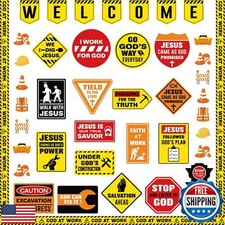 Harloon 67 Pieces Christian Construction Classroom Decorations Religious Welc