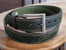 Twisted X Western Cowboy Ranger Leather Belt Green Rugged Texture Size 46