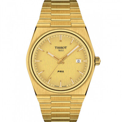 NEW TISSOT T1374103302100 PRX 40MM GOLD PVD STEEL BRACELET T137.410.33.021.00