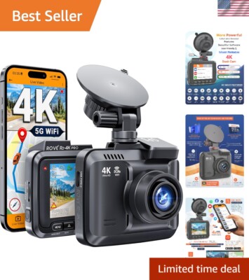 Dash Cam, Built-in GPS, 5G WiFi Dash Camera for Cars, 2160P UHD 30 fps