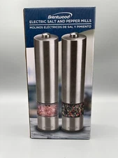 Brentwood Electric Blue LED Stainless Steel Salt & Pepper Adjustable Ceramic NEW