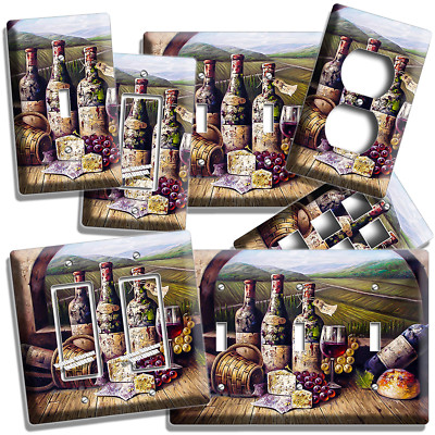 VINTAGE WINERY WINE CELLAR BOTTLES CHEESE LIGHT SWITCH OUTLET KITCHEN WALL  PLATE