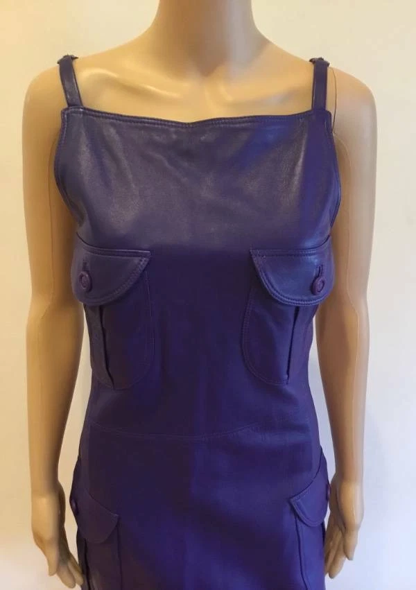 GIANNI VERSACE ABITO VINTAGE 1996 PELLE VIOLA TG 40 STUPENDO 