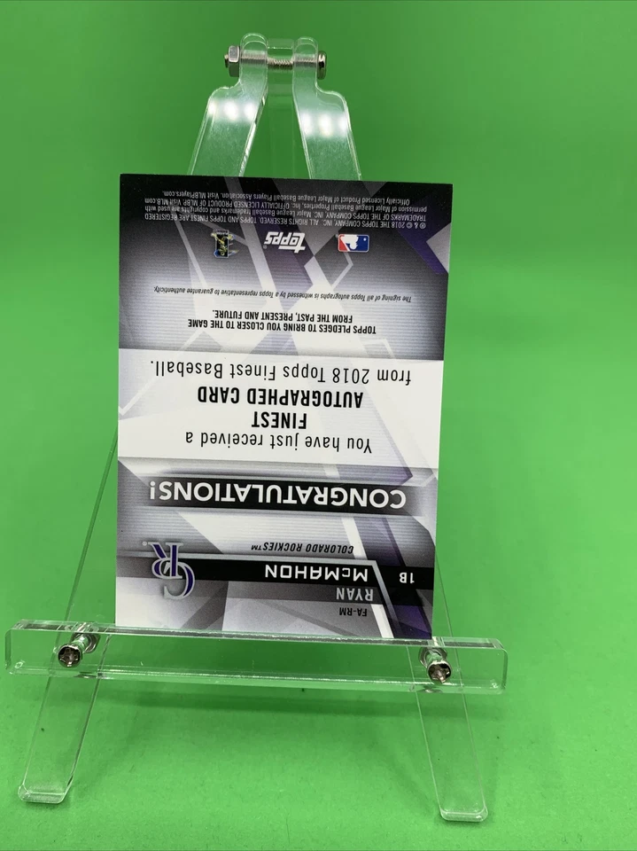 Ryan McMahon 2018 Topps Finest Rookie Autograph FA-RM Rockies - Image 4 of 4