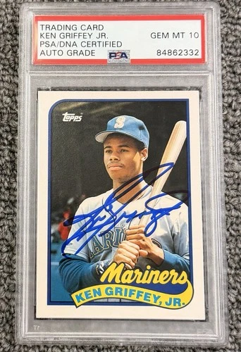 Ken Griffey Jr. 1989 Topps Traded #41T Signed Rookie Baseball Card PSA 10