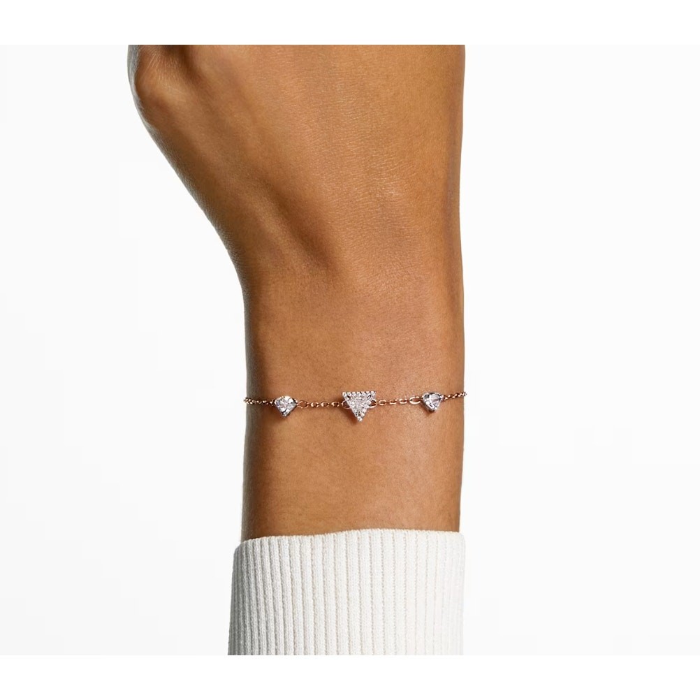 Swarovski Ortyx bracelet Triangle cut, White, Rose gold-tone