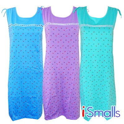 i-Smalls Damen Sommer Nachthemd verstellbare Ärmel Spitze für Komfort Nachtwäsche