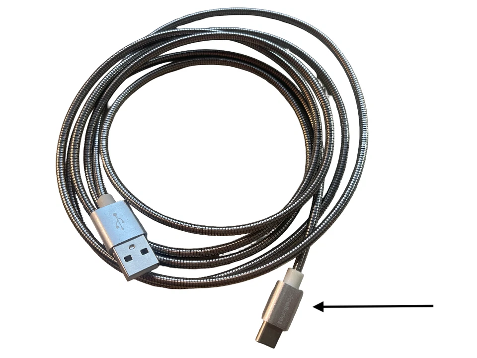 Cable de carga tipo C trenzado de metal de 3 pies GENUINO ACELLORIES tipo resistente bz 10z