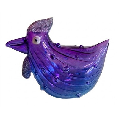 Pier 1 Imports Blanche the Bumpy Chicken, Purple / Blue Glass, 2.5'' x 2.25''