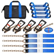 8 Point Roll Back Vehicle Tie Down Kit, with Heavy-Duty Chain Extension on