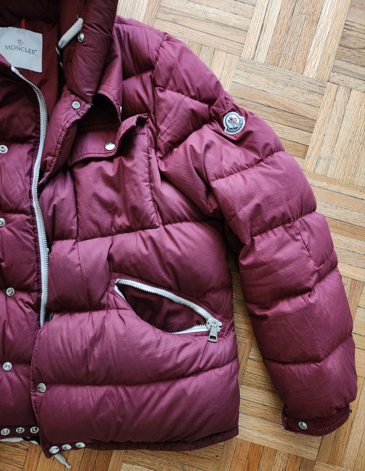 Moncler Lioran Down Jacket Puffer Coat 4 Genuine Maya Burgundy XL *SHIPS TODAY image 2