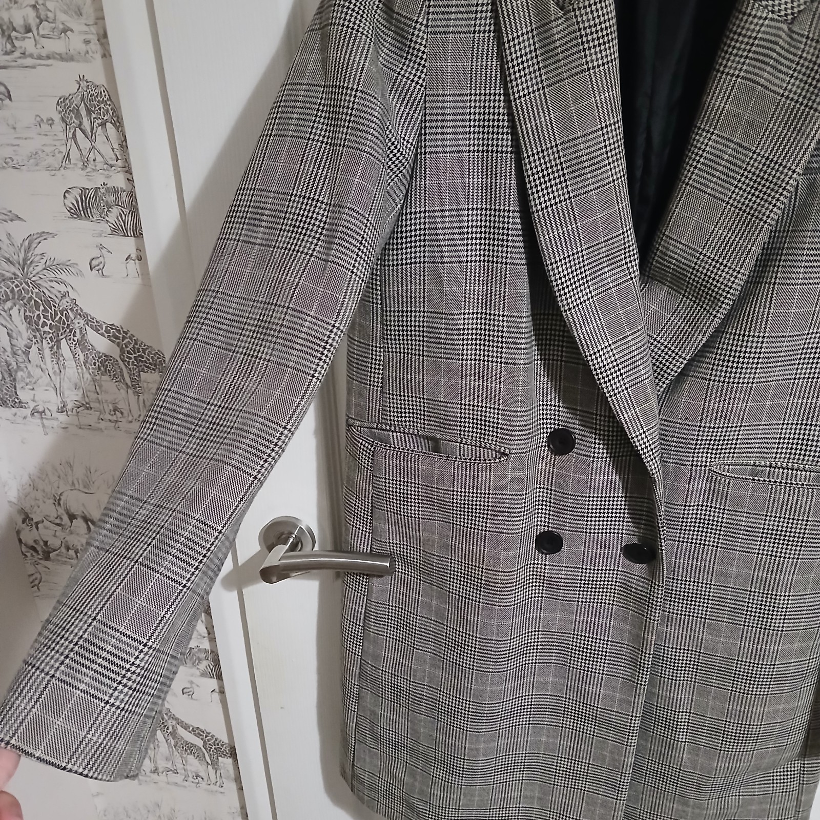 Zara Basic Women's Grey Check Double Breasted Lon… - image 3