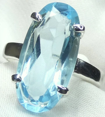 💎 Blautopas Ring 925 Silber Gr. ca. 61–62 (19,4- 19,7) mit Krallenfassung  💎 - Bild 1 von 4