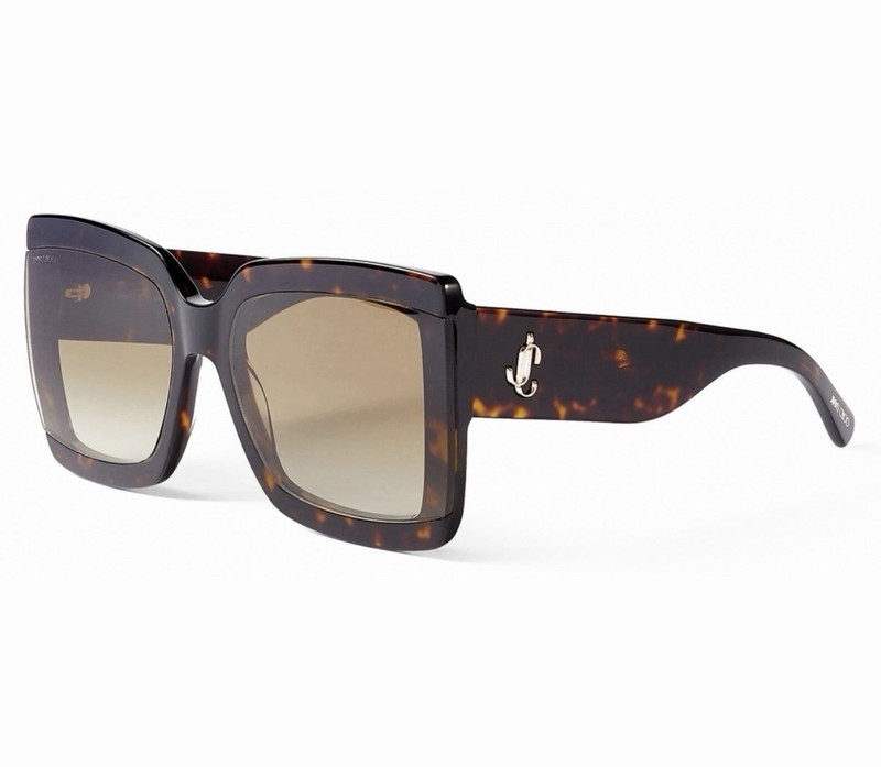 Jimmy Choo Brown Havana Square Frame Sunglasses