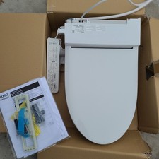 TOTO SW3084 01 White, Elongated Bidet Toilet Seat New W/Crack  Panel Separated