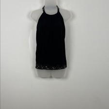 Victoria's Secret Embellish Beaded Jewels Camisole Women's S Black Halter Top