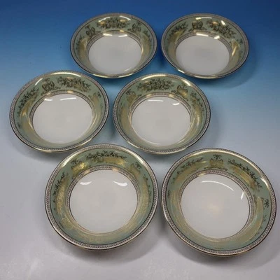 Wedgwood China Gold Columbia Sage Green - 6 Cereal Bowls - 6 1/8 inches - Image 1 of 4
