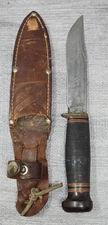 Vintage Marbles Gladstone Fixed Blade Hunting/Combat Knife Leather