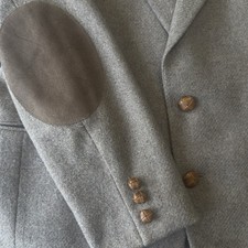 Von Furstenberg Men  s Wool Tan Tweed Jacket Blazer Suede Elbow Patch 36 Vintage