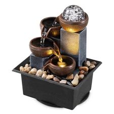 Tabletop Fountain 4 Level Tabletop Waterfall Indoor Meditation Fountain Offic...