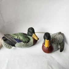 The Hadley Collection, 2 Duck Resin Figurines, Mallard Ducks
