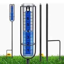 Ricihene 7 inch Freeze Proof Rain Gauge Outdoor Yard Stake Large Clear Numbers