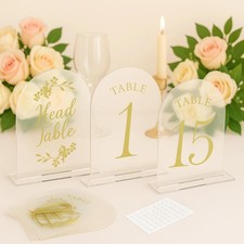 15 PCS Wedding Table Numbers 115 Clear Acrylic Gold Lettering Seating