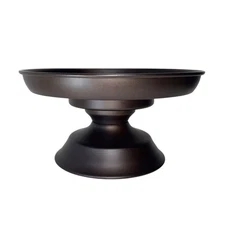 Chocolate Bronze Pedestal Pillar Candle Holder Hurricane Lamp Metal Base