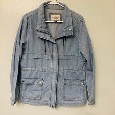 Ashley Vintage Charm denim jean jacket tie waist women's size Large