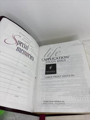 Life Application Study Bible NIV Large Print Burgundy Leather Tyndale 1996 - Picture 13 of 18