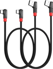 SUNGUY Right Angle USB C to a Cable 2Pack [1.5Ft/0.5M] 3A Short 90 Degree USB 2.
