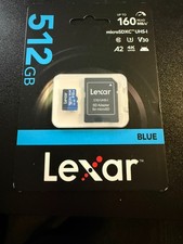 Lexar 512GB Blue Micro SD Card Up to 160MB/s, microSDXC UHS-I Memory Card 512GB