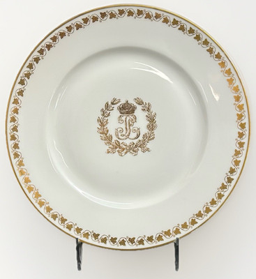 Chateau St Cloud Service by Sevres Plate- King Louis Philippe, White & Gold