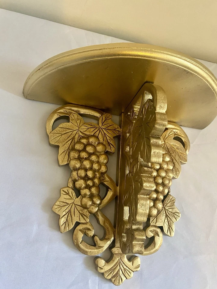 Vintage Gold Wall Shelf Sconce Ornate Grapevine Design Wall Decor Foto 3 de 4