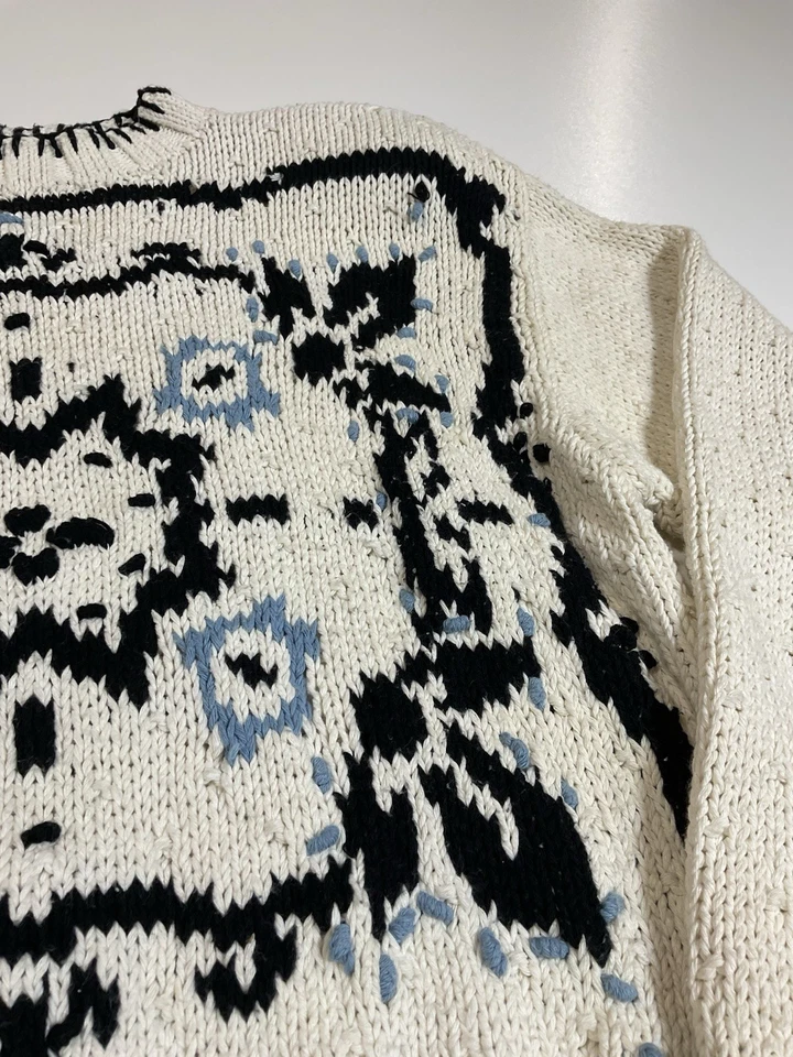 Suéter tejido a mano vintage Liz Wear talla S copo de nieve tejido en 3D Cottage Core años 90 Foto 2 de 4