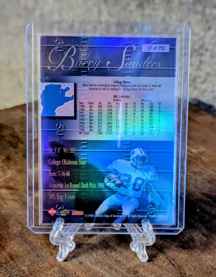 Collectors Edge Super Bowl #7 1998 Barry Sanders patio SSP refractor Detroit Lions Foto 2 de 2