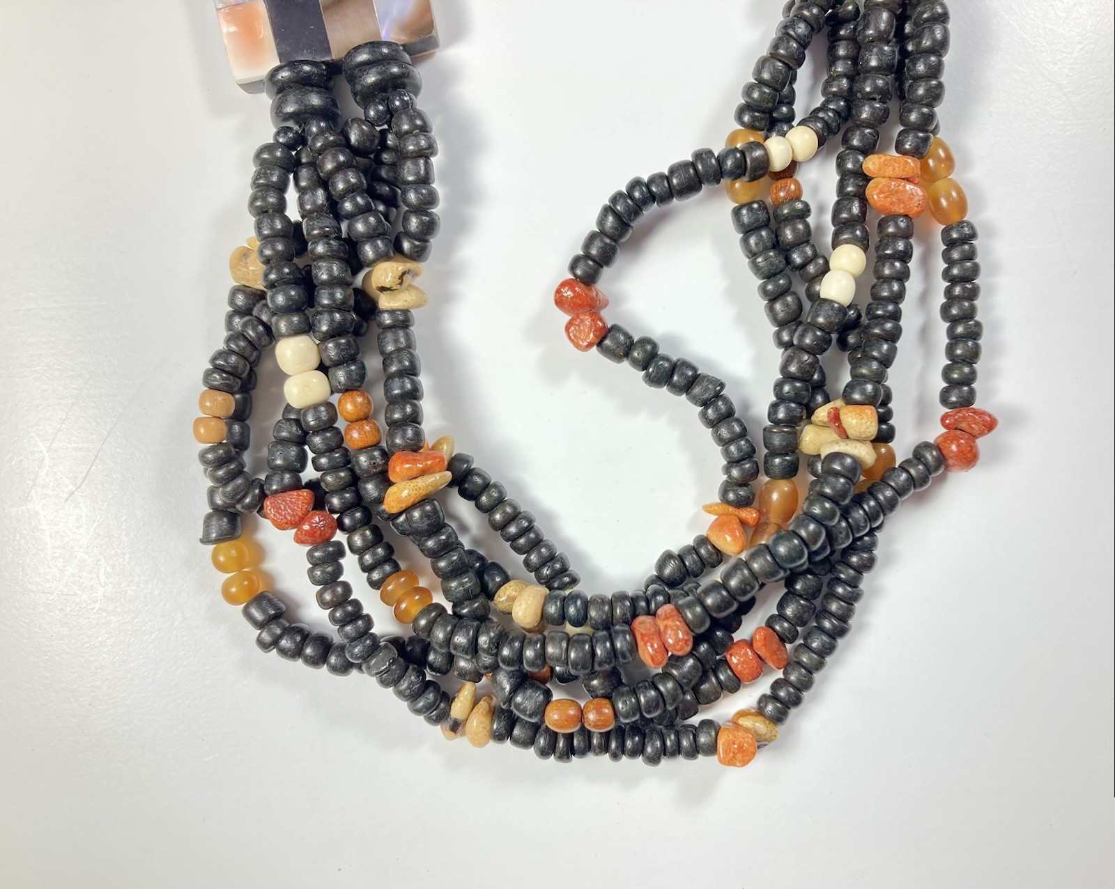 Vintage Abalone Shell Large Statement Necklace Wo… - image 4