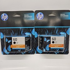 Lot of 2 HP 60 Black Ink Cartridges CC640WN Genuine OEM Factory Sealed NEW