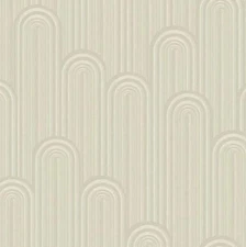 Wallpaper Designer Art Deco Speakeasy Arched Stripe Beige & Gold, 60 sq ft Bolt