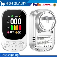 Carbon Monoxide Detector Plug 3-in-1 CO Level Monitor Alarm with Temp Sensor