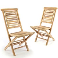 "Divero 2Er Set Natur Klappstuhl \"Hantown\" Teak Holz Gartenstuhl Massiv Klappbar"