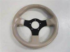 STEERING WHEEL TAN VINYL / BLACK ALUMINUM WITHOUT HUB 11 5/8" MARINE BOAT 