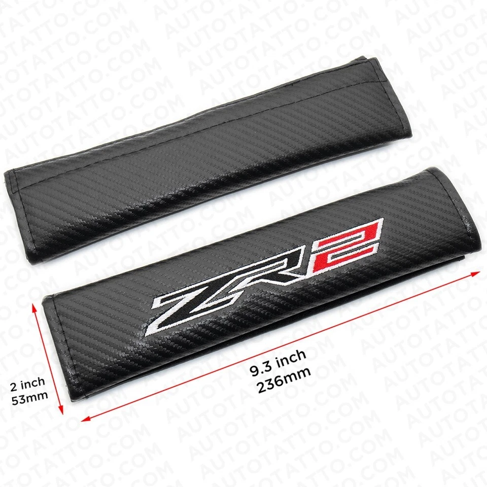 Chevy ZR2 Carbon Car Seat Belt Cover Safety Shoulder Strap Cushion Pad Harness - Image 2 of 4