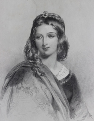 Antiker Stahlstich J. Brown nach J. W. Wright Portia Shakespeare 1837