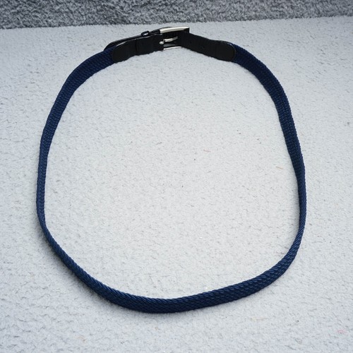 Mens Golf Belt Sz 50 Blue Braided Woven Nylon Stretch Black Leather Trim Silver - Picture 9 of 14