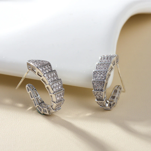 Pendientes de aro de 3/4" de diamantes de imitación de plata para mujer joyería de moda 1-330 - Imagen 6 de 6