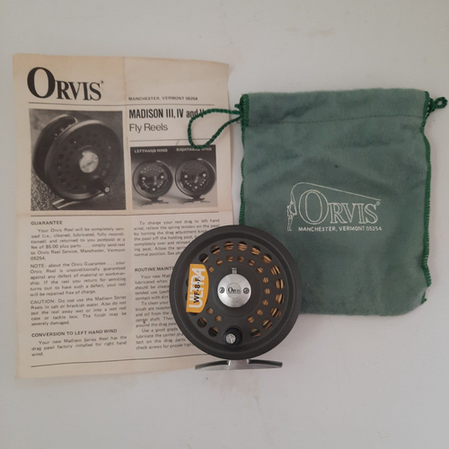 Mulinello a mosca Orvis Madison IV con borsa in tessuto linea galleggiante DT8F e manuale Inghilterra - Foto 16 di 16