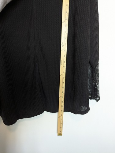 Suzanne Betro Top Womens Plus Size 3X Black Waffle Knit Lace Long Sleeve Fairy - Picture 11 of 11