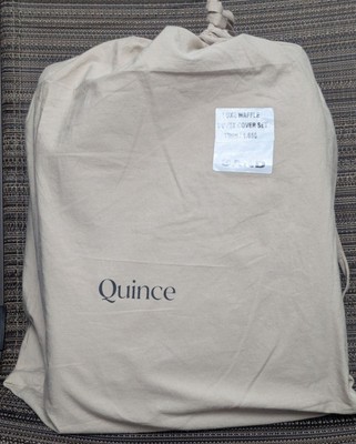 Quince 100% Organic Luxe Waffle Duvet Cover 2PC Set Color Sand Size Twin -NEW-